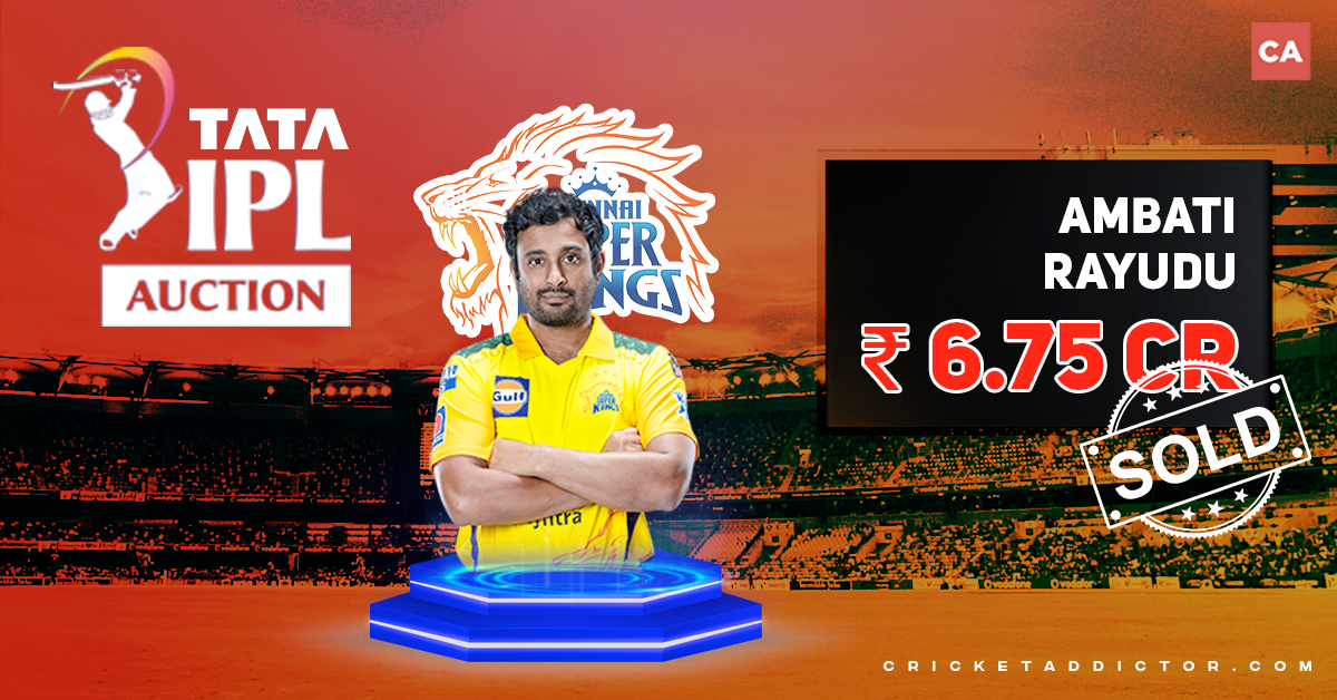 Ambati Rayudu Bought By Chennai Super Kings (CSK) For INR 6.75 Crores In IPL 2022 Mega Auction