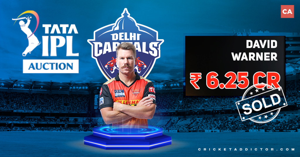 David Warner Bought By Delhi Capitals (DC) For INR 6.25 Crores In IPL 2022 Mega Auction