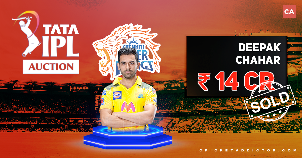 Deepak Chahar Bought By Chennai Super Kings (CSK) For INR 14 Crores In IPL 2022 Mega Auction