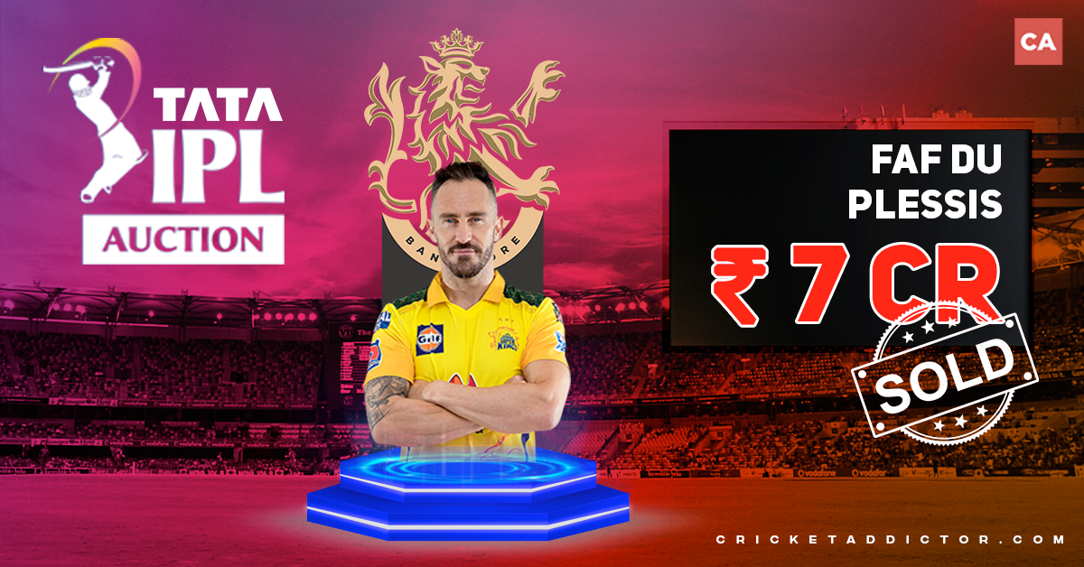Faf du Plessis Bought By Royal Challengers Bangalore (RCB) For INR 7 Crores In IPL 2022 Mega Auction