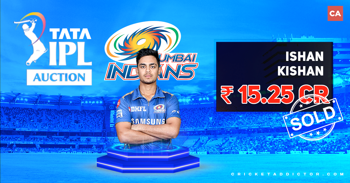 Ishan Kishan Bought By Mumbai Indians For INR 15.25 Crores In IPL 2022 Mega Auction