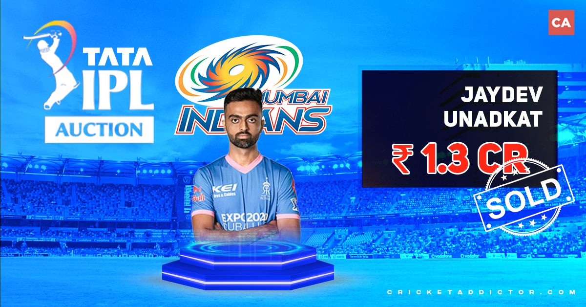 Jaydev Unadkat Bought By Mumbai Indians For INR 1.30 Crores In The IPL 2022 Mega Auction