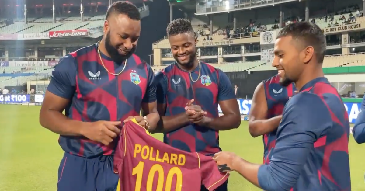 IND Vs WI: Watch: West Indies Team Present Kieron Pollard A Special Jersey Ahead Of His 100th T20I For The Country