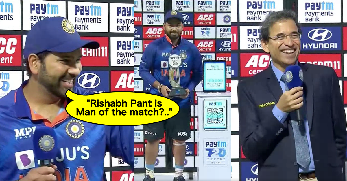 Rishabh Pant Is The Man Of The Match?' Watch - Rohit Sharma's Hilarious  Reaction On Pant Being