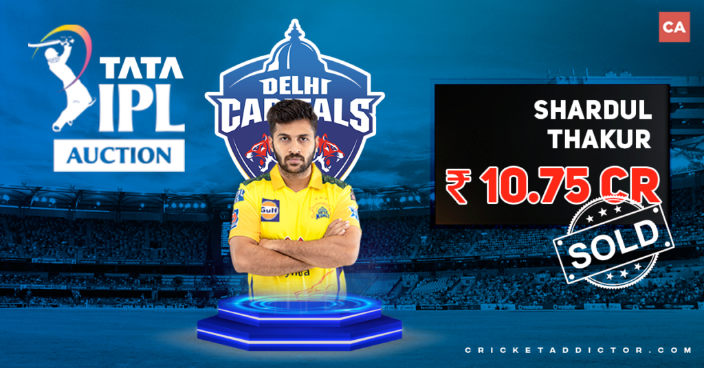 Shardul Thakur Bought By Delhi Capitals (DC) For INR 10.75 Crores In IPL 2022 Mega Auction
