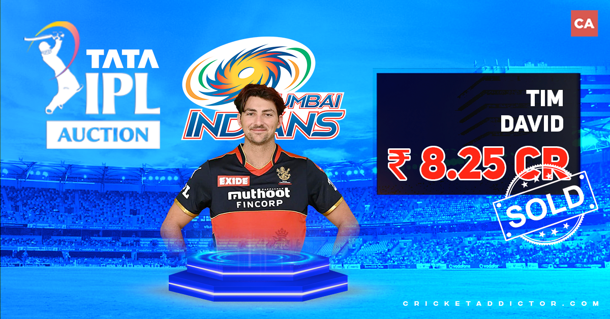 Tim David Bought By Mumbai Indians (MI) For INR 8.25 Crore In IPL 2022 Mega Auction