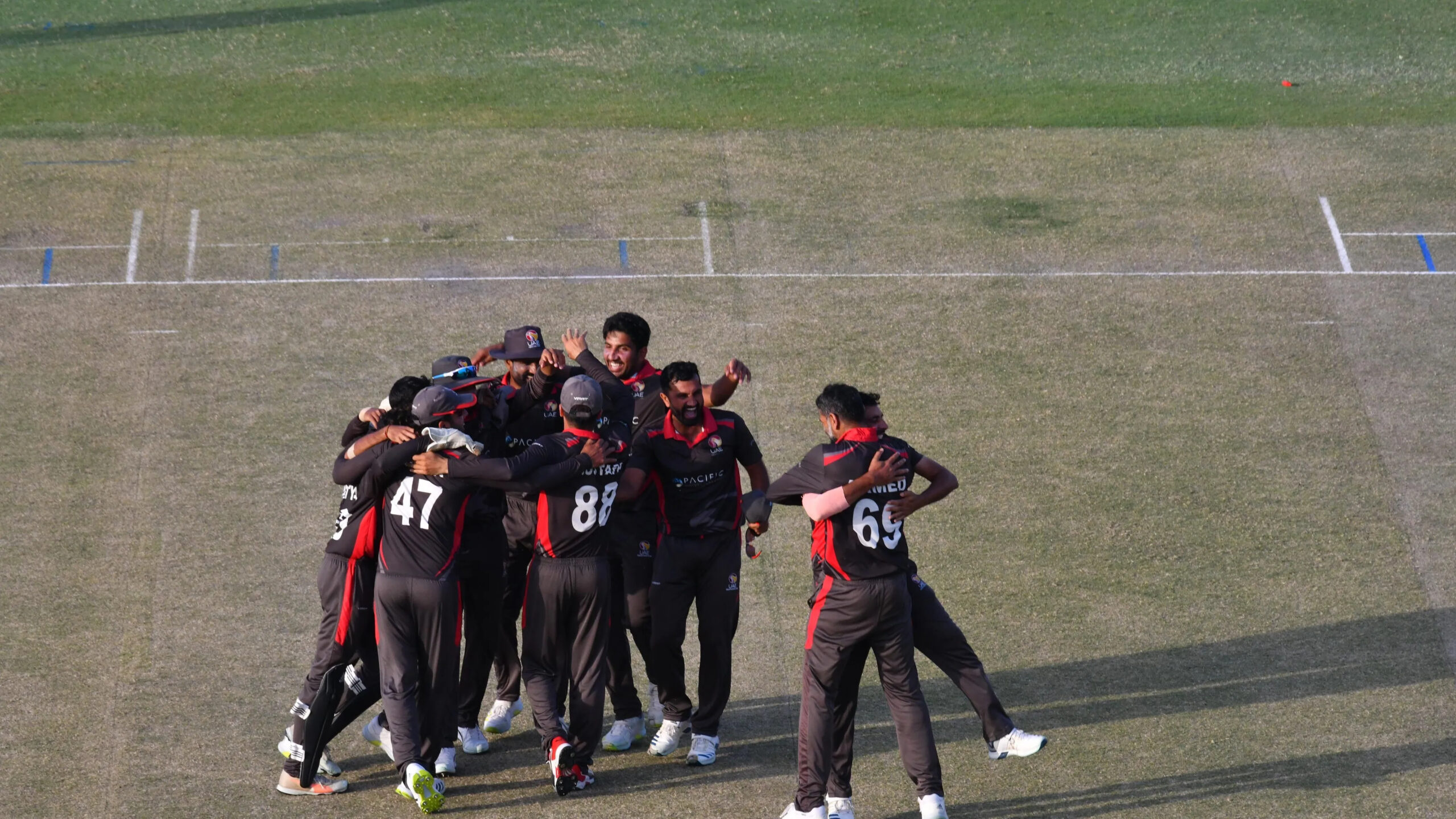 UAE Celebrates after qulaifying for T20 World Cup 2022. Photo- ICC