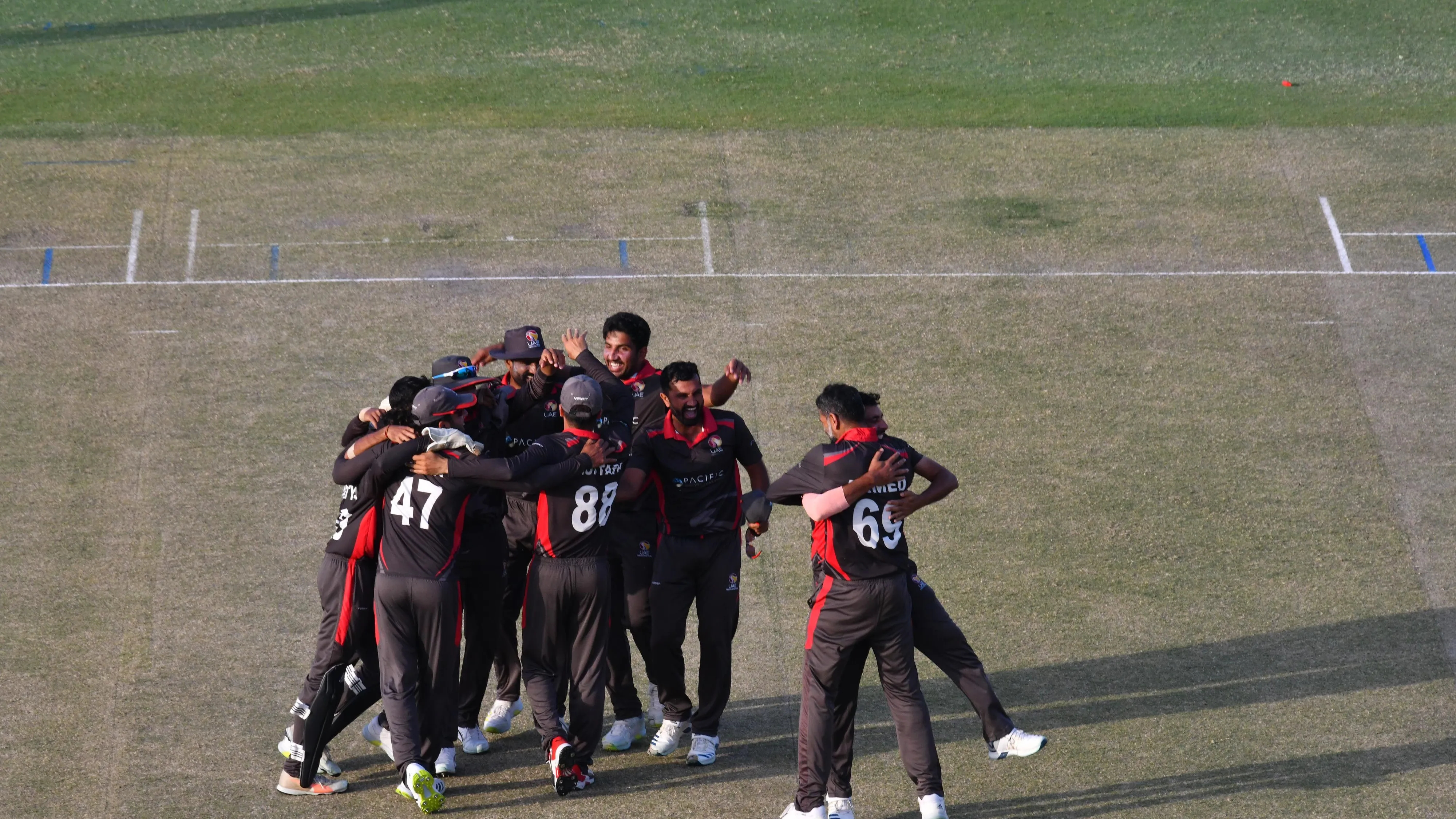 UAE Celebrates after qulaifying for T20 World Cup 2022. Photo- ICC