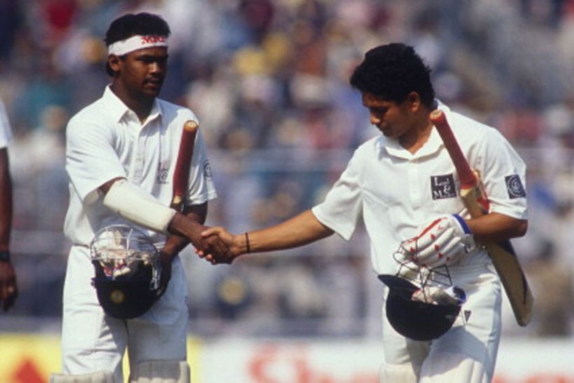 Vinod Kambli and Sachin Tendulkar in 1993 vs England. Photo- Twitter