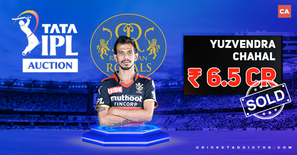 Yuzvendra Chahal Bought By Rajasthan Royals (RR) For INR 6.5 Crores In IPL 2022 Mega Auction