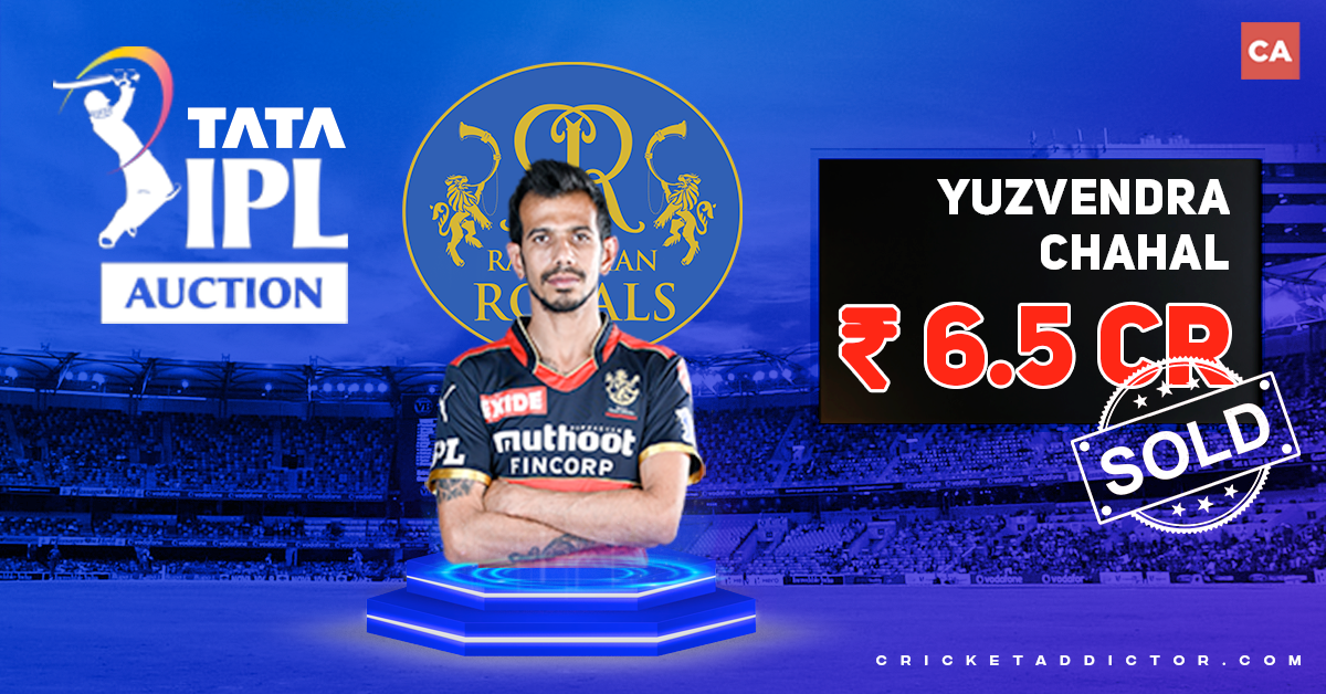 Yuzvendra  Chahal Bought By Rajasthan Royals (RR) For INR 6.5 Crores In IPL 2022 Mega Auction