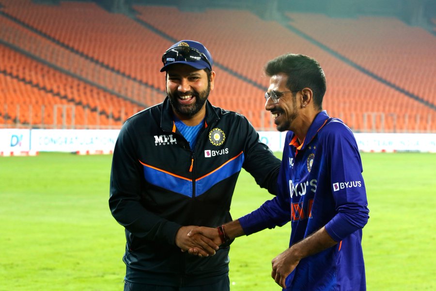 Yuzvendra Chahal and Rohit Sharma. PHoto- BCCI