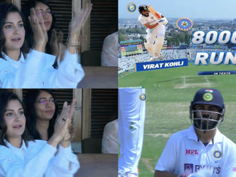 IND vs SL: Watch - Anushka Sharma Celebrates From The Stands As Virat Kohli Scalps 8000 Test Runs In His 100th Test