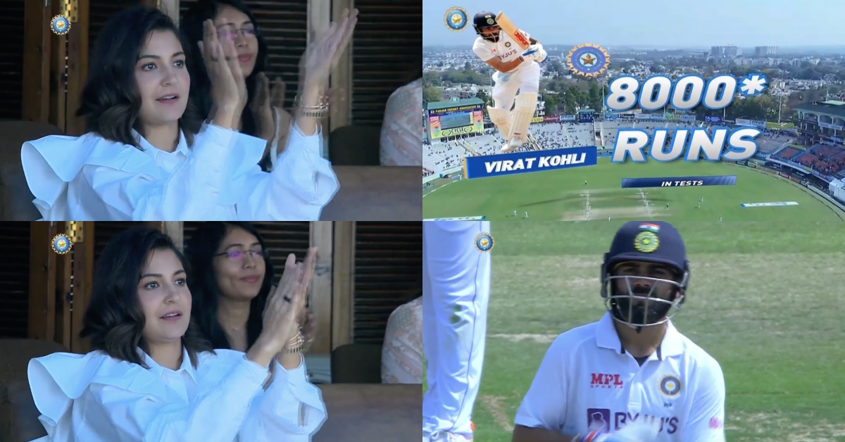 IND vs SL: Watch - Anushka Sharma Celebrates From The Stands As Virat Kohli Scalps 8000 Test Runs In His 100th Test