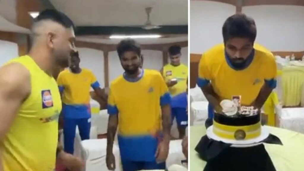 MS Dhoni celebrates Rocky Warney's birthday. Photo- Twitter