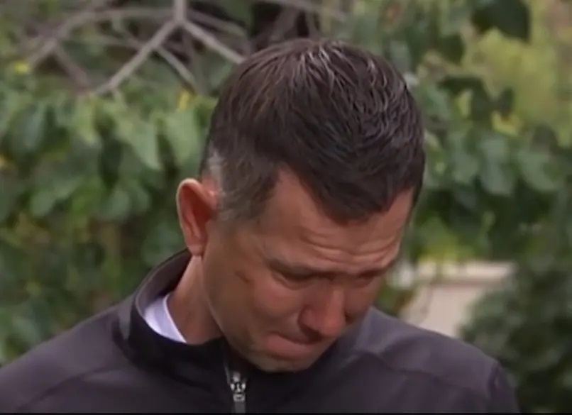 Ricky Ponting during his tearful tribute to Shane Warne. Photo- Youtube