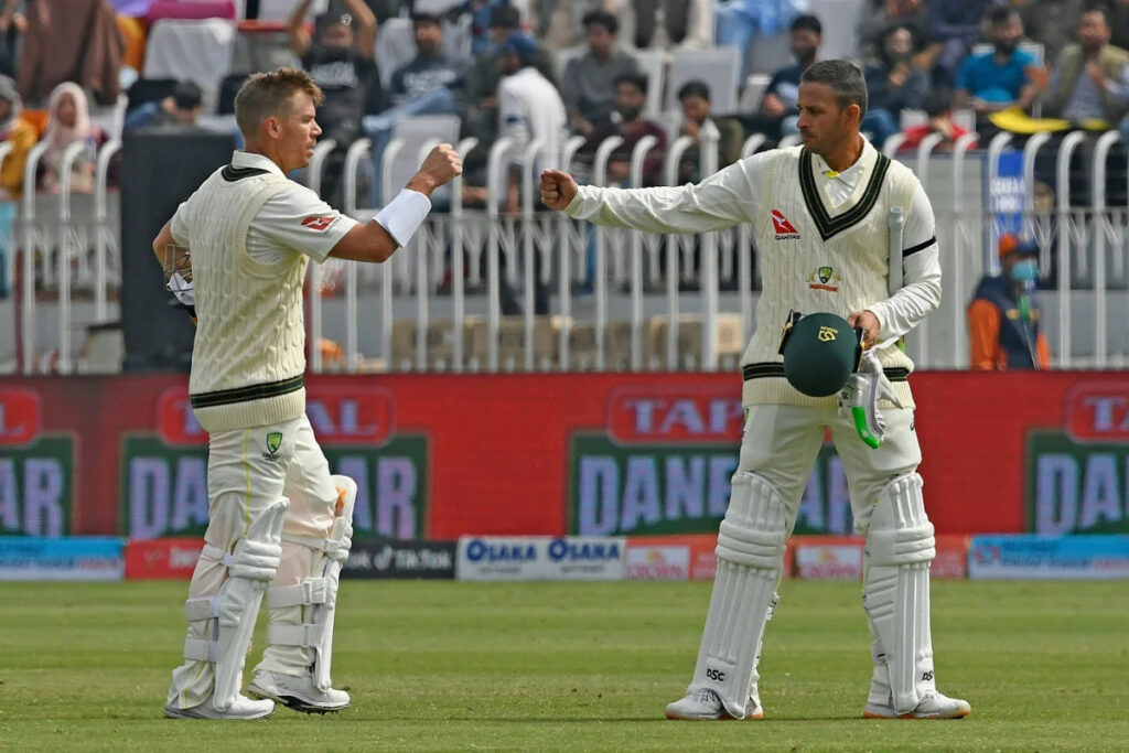 Usman Khawaja and David Warner put on 156 runs together. Photo- AFP-Getty Images