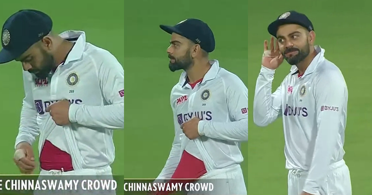 Watch: Virat Kohli Shows His Red Vest As He Teases RCB Fans At The Chinnaswamy Stadium During D/N Test vs SL