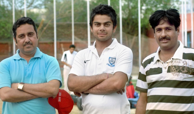 Virat Kohli with his coaches Rajkumar and Suresh Batra. Photo- Twitter