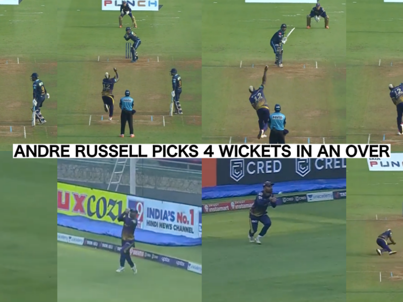 KKR vs GT: Watch - Andre Russell Picks Four Wickets In The Only Over He Bowls