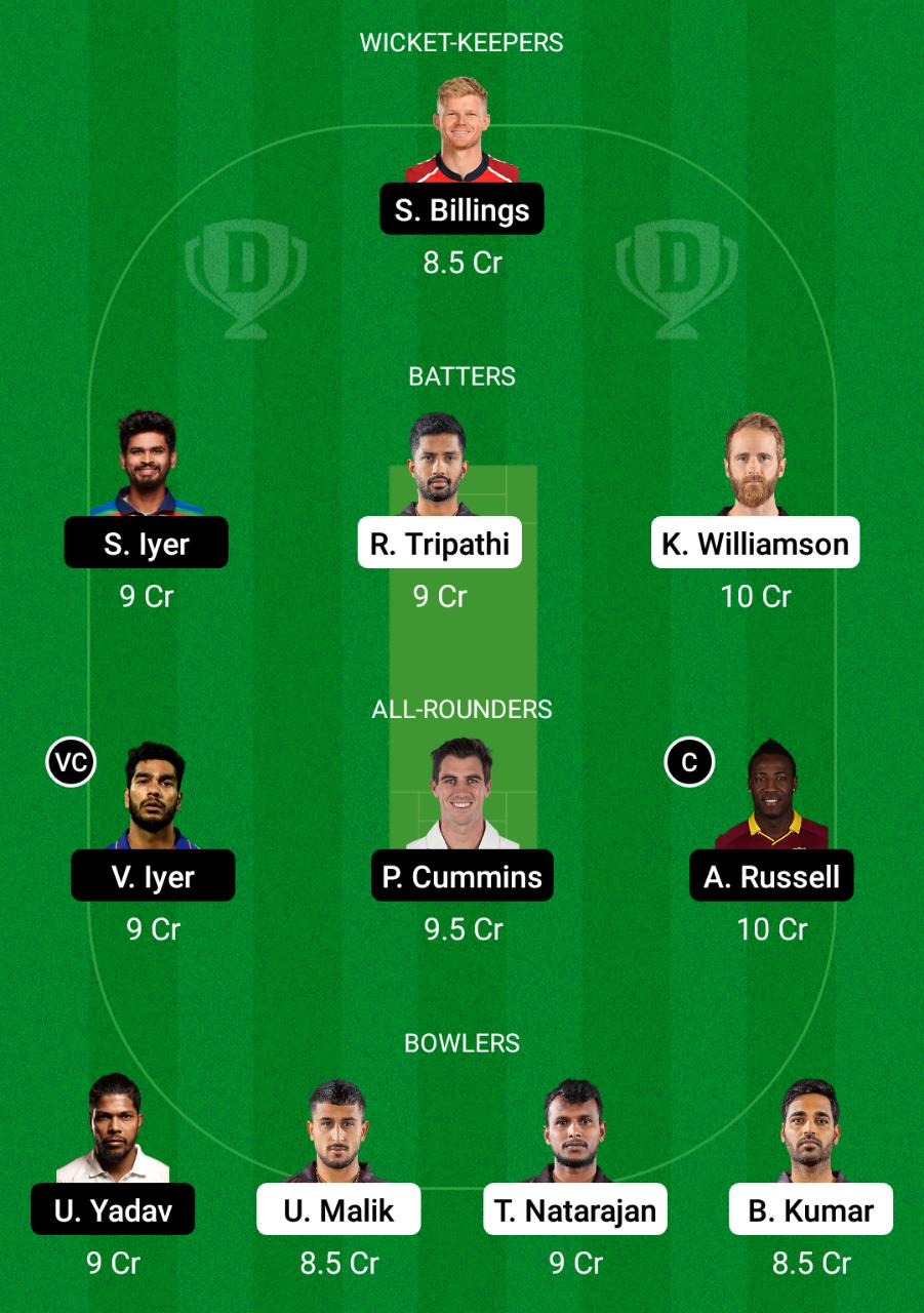 Sunrisers Hyderabad vs Kolkata Knight Riders Dream11 Prediction Fantasy Cricket Tips Dream11 Team Tata IPL 2022 