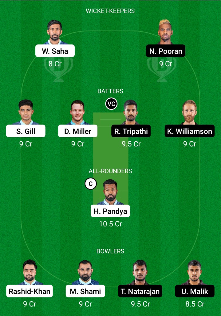 GT vs SRH Dream11 Prediction Fantasy Cricket Tips Dream11 Team Tata IPL 2022