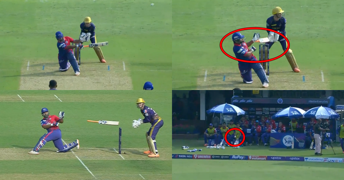 DC vs KKR: Watch - Rishabh Pant Loses His Bat While Playing A Reverse Hit, Bat Narrowly Misses the Stump As Ball Goes For A Boundary