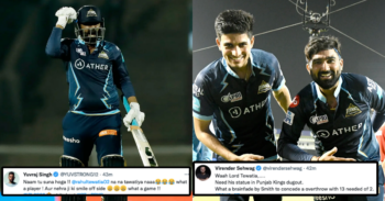 PBKS vs GT: Twitter Erupts As Rahul Tewatia Smashes 2 Sixes Off Last 2 Balls To Maintain Gujarat Titans Unbeaten Start 34 PBKS vs GT: Twitter Erupts As Rahul Tewatia Smashes 2 Sixes Off Last 2 Balls To Maintain Gujarat Titans Unbeaten Start