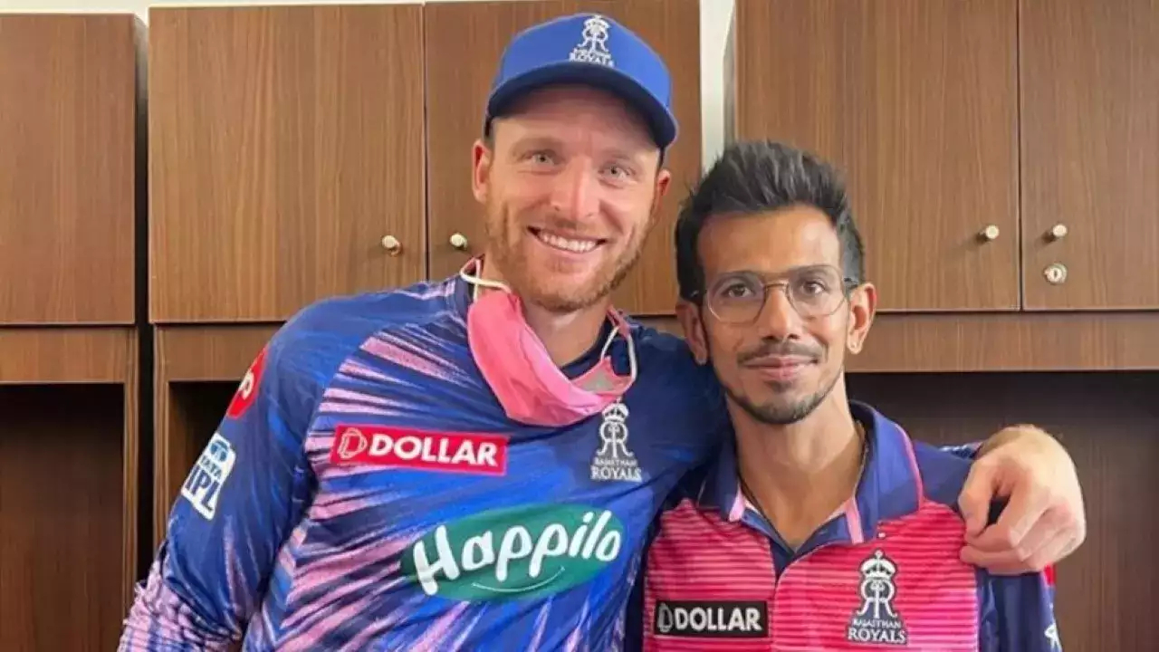 Rajasthan Royals (RR) batter Jos Buttler and spinner Yuzvendra Chahal. Photo- Twitter