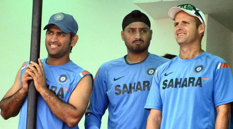 Harbhajan Singh, Gary Kirsten and MS Dhoni