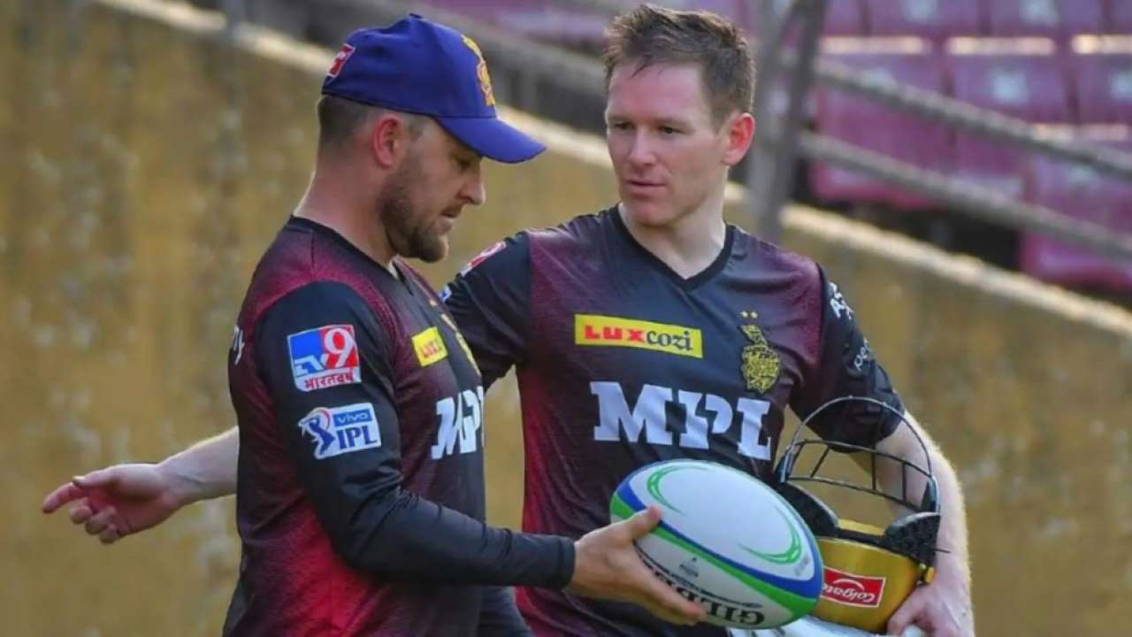 Eoin Morgan and Brendon McCullum at KKR (Image Credits: Twitter)