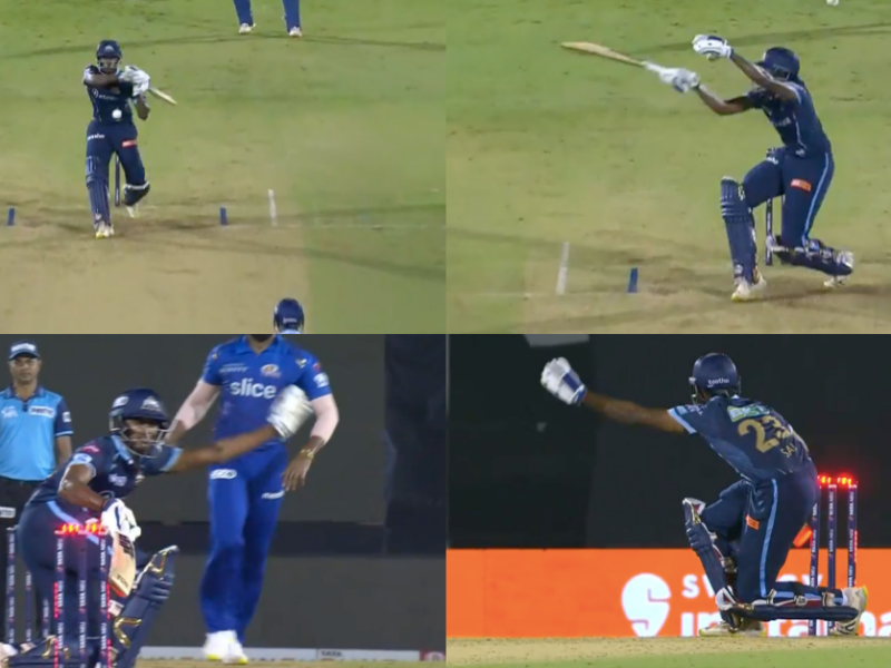 GT vs MI: Watch - B Sai Sudharsan’s Bizarre Hit Wicket Dismissal; Hits Stumps With His Bat On Follow Through