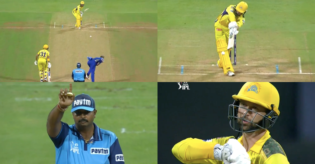 CSK vs MI: Watch – Devon Conway Gets Out LBW Off Daniel Sams' Delivery, Couldn't Take Review Due To Unavailability Of DRS