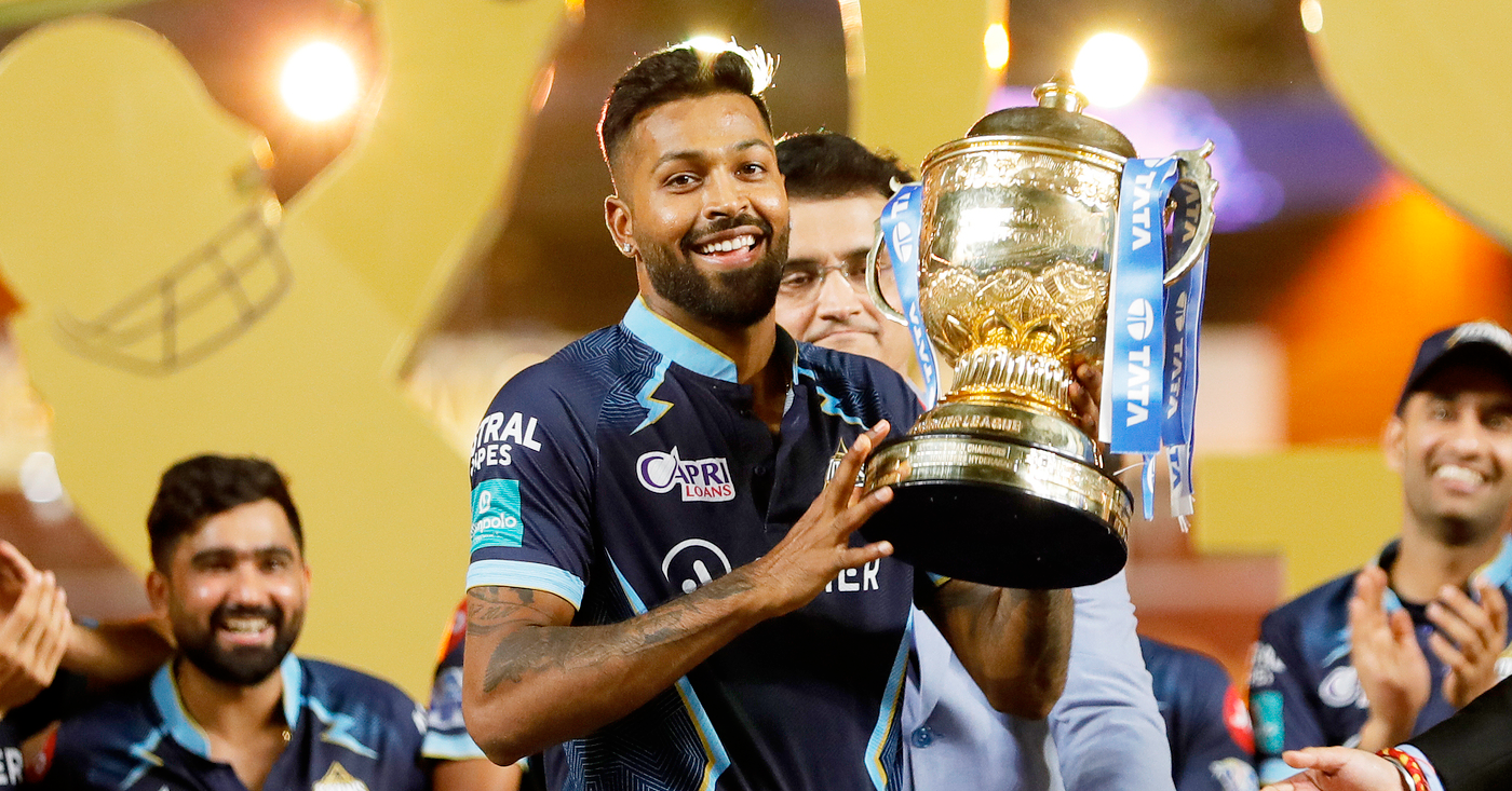 Hardik Pandya with IPL 2022 Trophy for Gujarat Titans