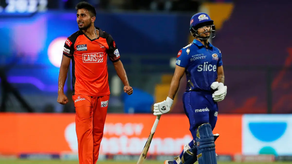 Umran Malik vs Ishan Kishan (Image Credits: IPL)