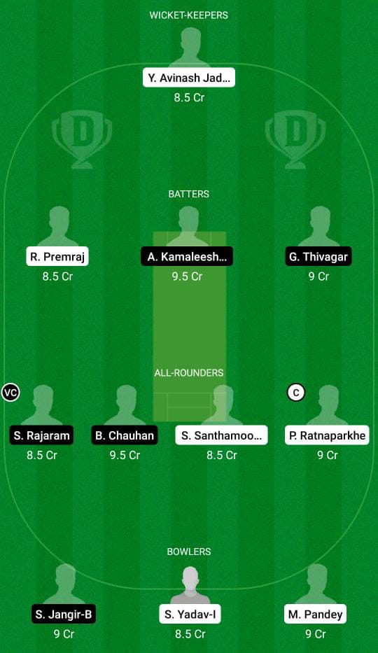 WAR vs KGS Dream11 Prediction Fantasy Cricket Tips Dream11 Team BYJU's Pondicherry T10 