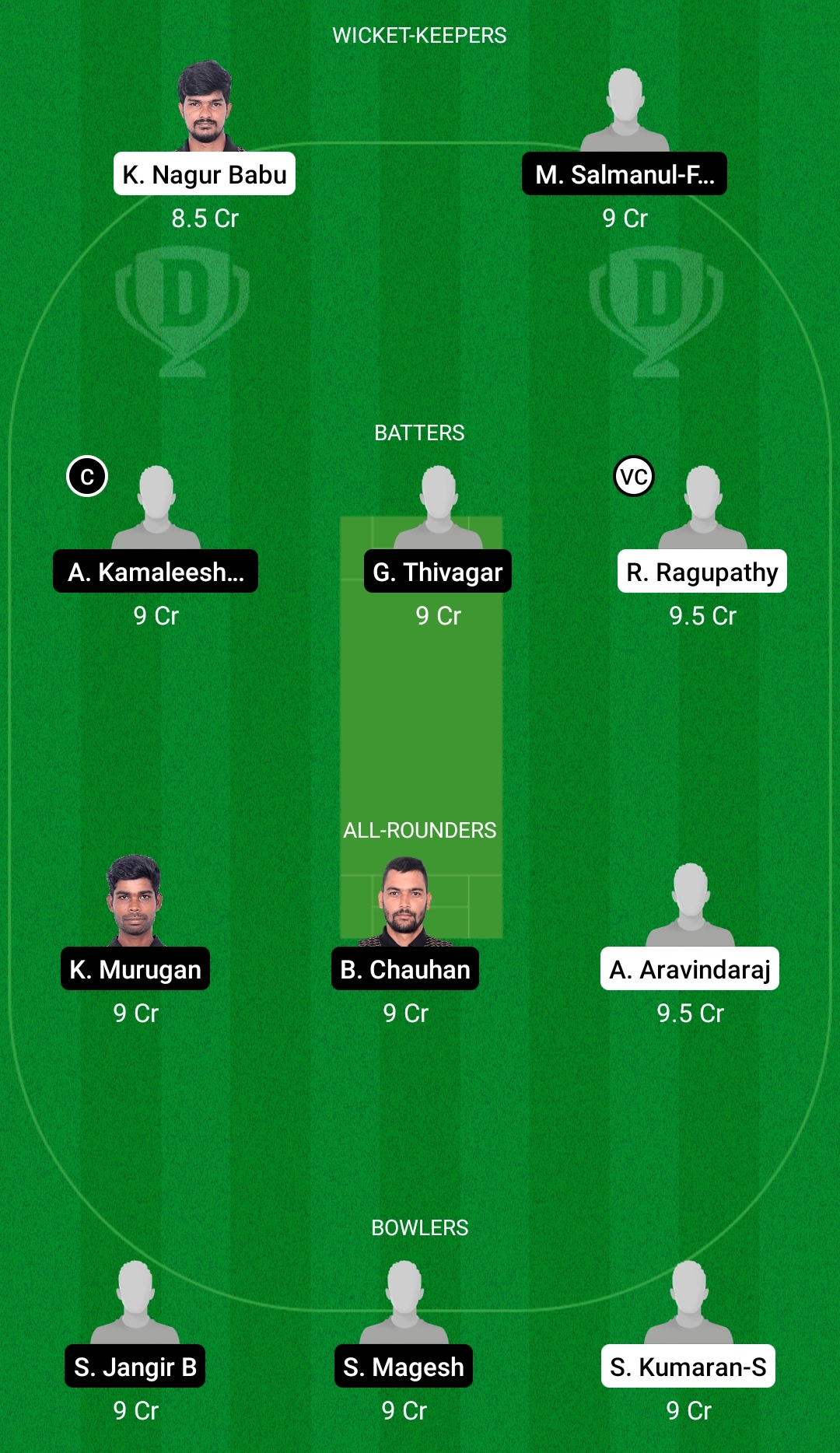 ROY vs KGS Dream11 Prediction Fantasy Cricket Tips Dream11 Team BYJU's Pondicherry T10 