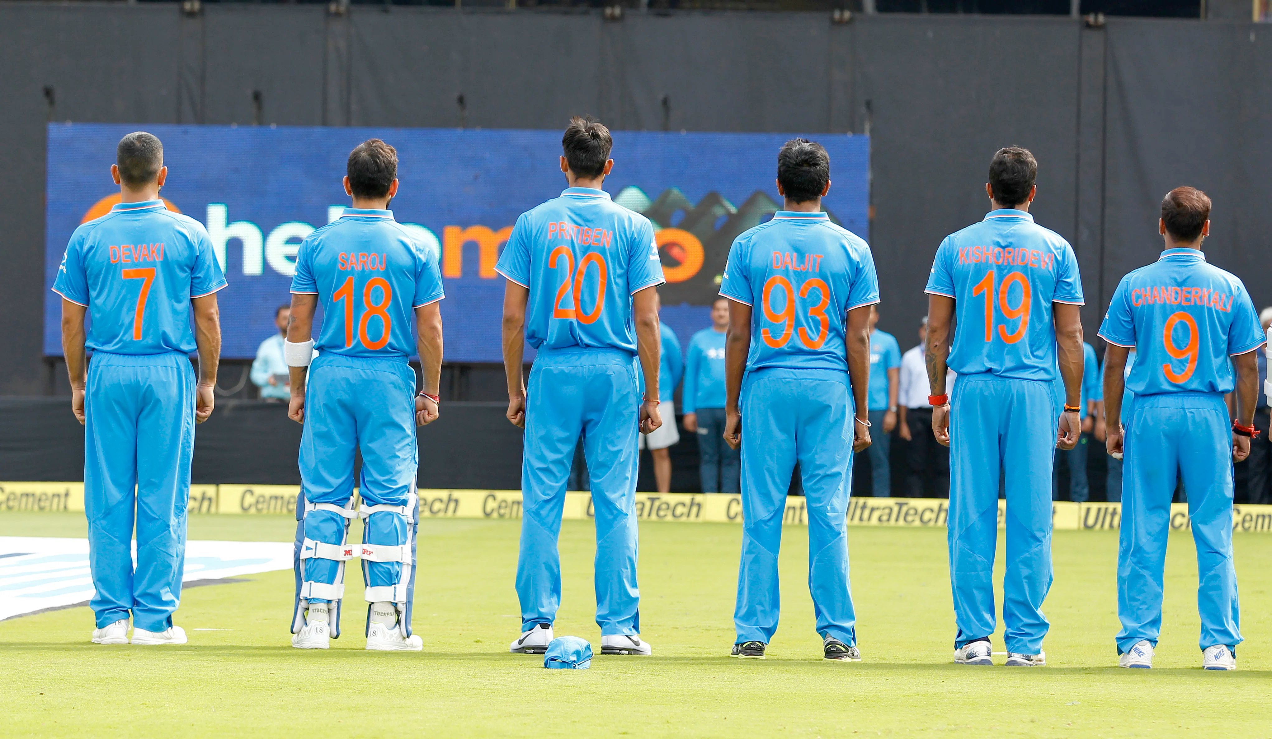 Indian team sport their mothers' names in their jersey.