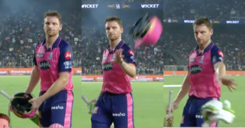 GT vs RR: Watch – Jos Buttler Throws His Helmet & Gloves Near The Rajasthan Dugout After Being Dismissed
