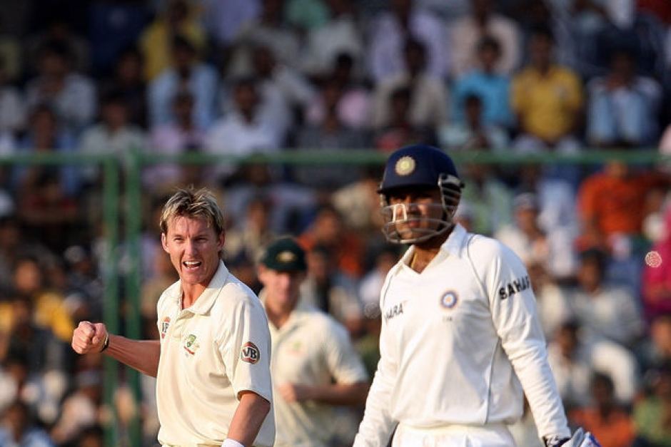 Virender Sehwag and Brett Lee. Photo-Getty