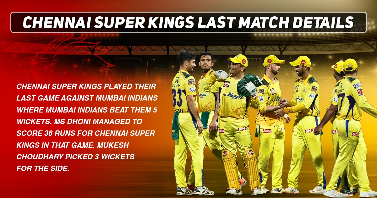 CSK vs GT- CSK's Last Match Details