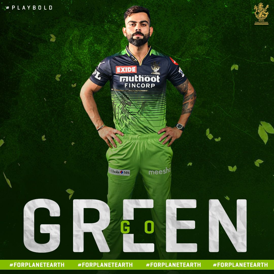 RCB Players To Don Green Kits To Support Green Initiative In Their Upcoming Match Against SRH. Photo- Twitter