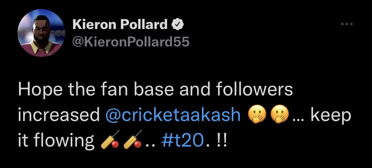 Kieron Pollard-Aakash Chopra Tweet