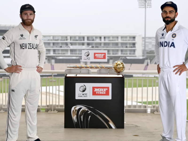 Kane Williamson, Virat Kohli pose with ICC Test mace before ICC World Test Championship 2021 Final