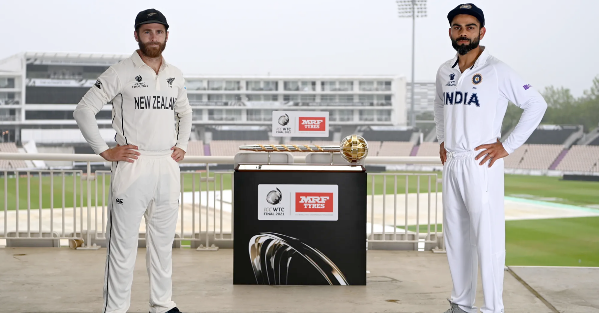 Kane Williamson, Virat Kohli pose with ICC Test mace before ICC World Test Championship 2021 Final