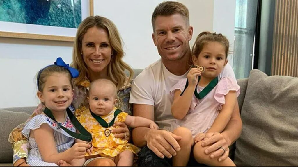David Warner with his daughters