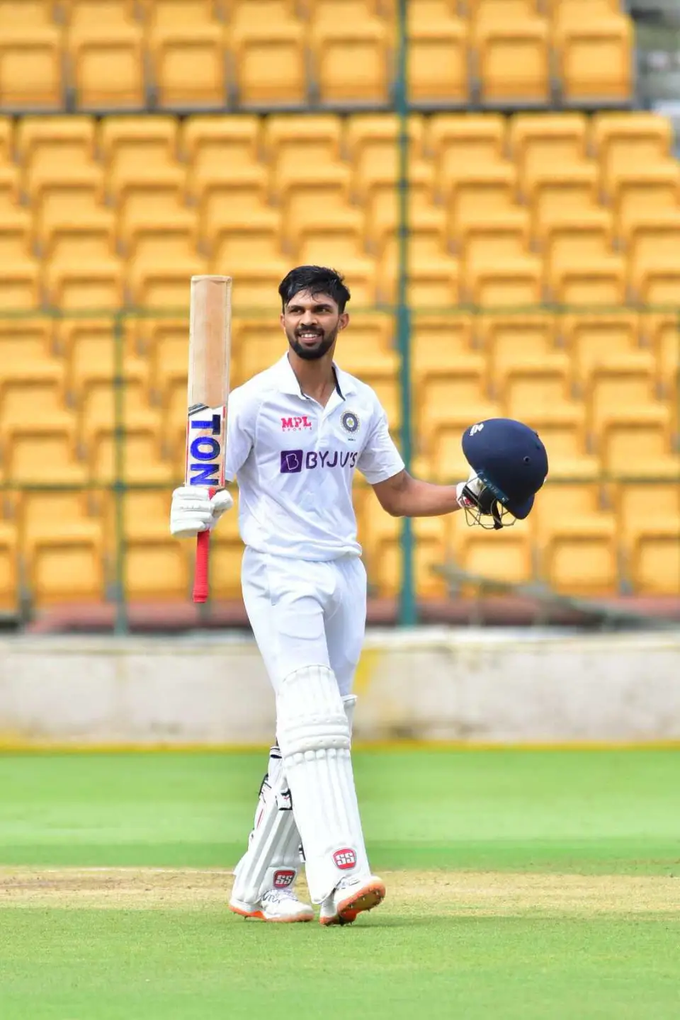 Ruturaj Gaikwad celebrates after scoring century for India-A vs NZ-A (Image Credits: Twitter)