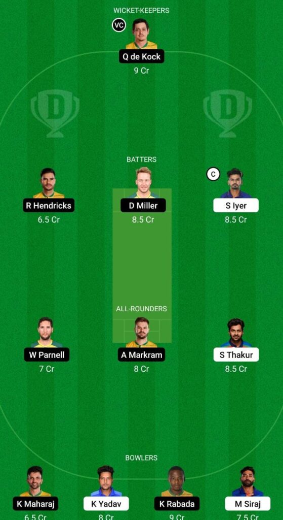 IND vs SA Dream11 Prediction Fantasy Cricket Tips Dream11 Team South Africa Tour of India 