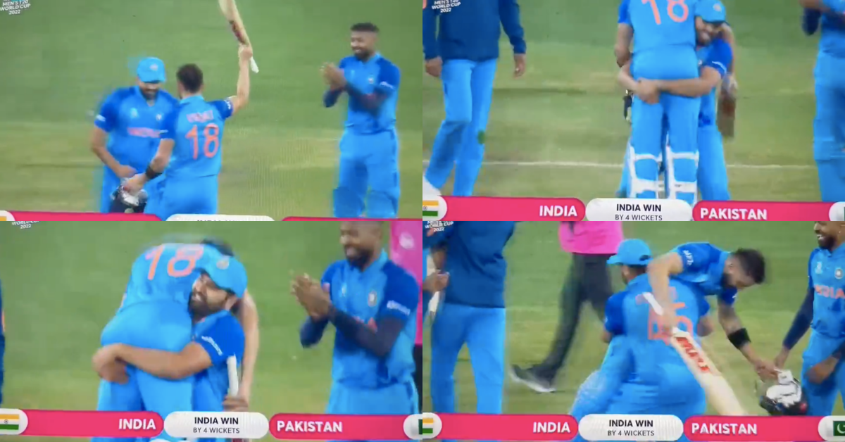 Watch: Heartwarming Scenes As Rohit Sharma Lifts Virat Kohli On His Shoulders After Latter's Unbelievable Heroics Against Pakistan