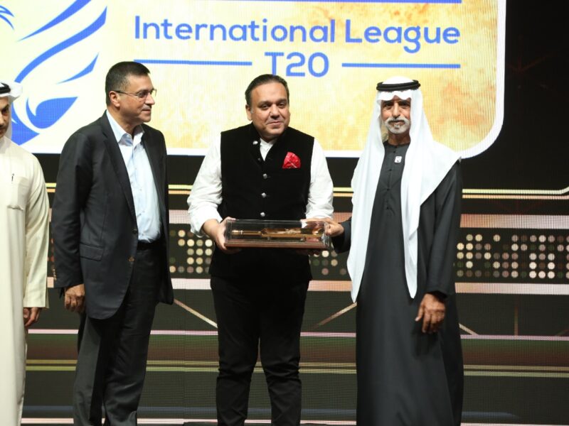 His Highness Sheikh Nahayan Mabarak Al Nahayan unveils International League T20 Trophy
